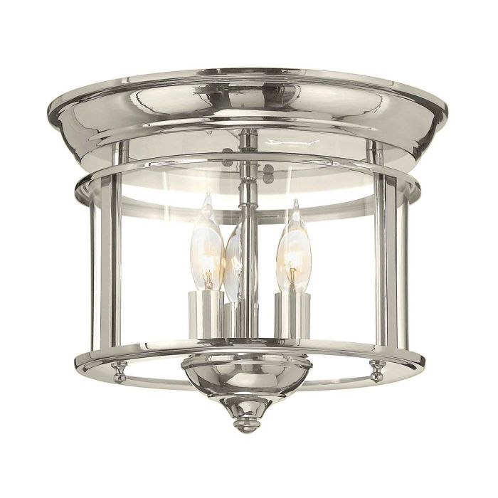 Gentry 3 Light Flush Mount Light Polished Nickel - HK-GENTRY-F-PN