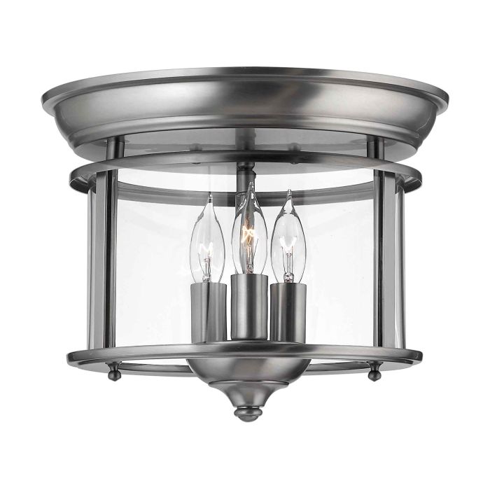 Gentry 3 Light Flush Mount Light Pewter - HK-GENTRY-F-PW