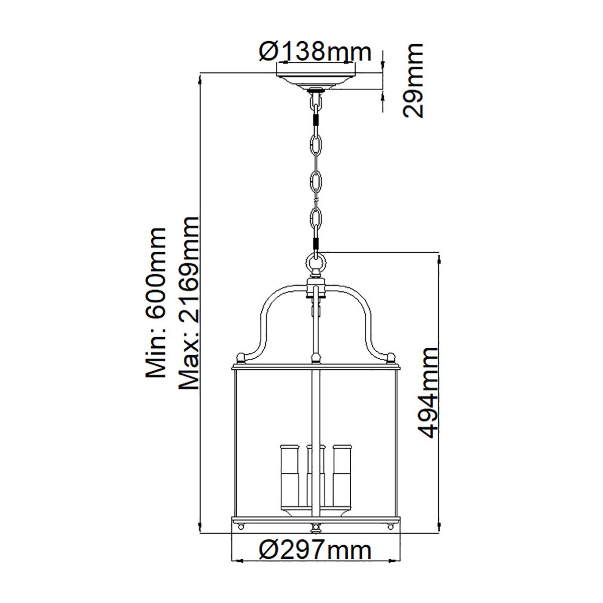 Gentry 4 Light Medium Pendant Polished Nickel - HK-GENTRY-P-M-PN