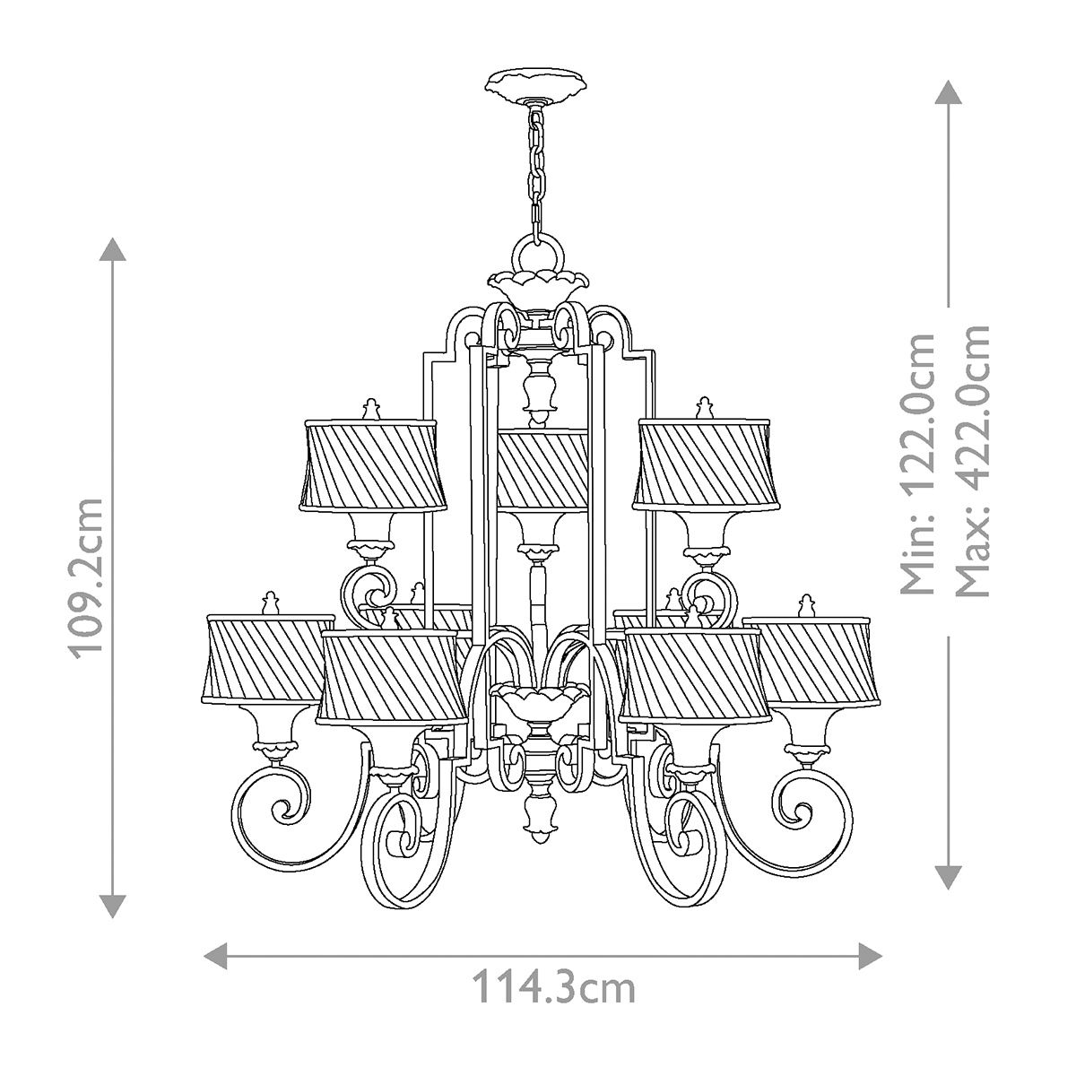 Kingsley 9 Light Chandelier Silver Leaf - HK-KINGSLEY9