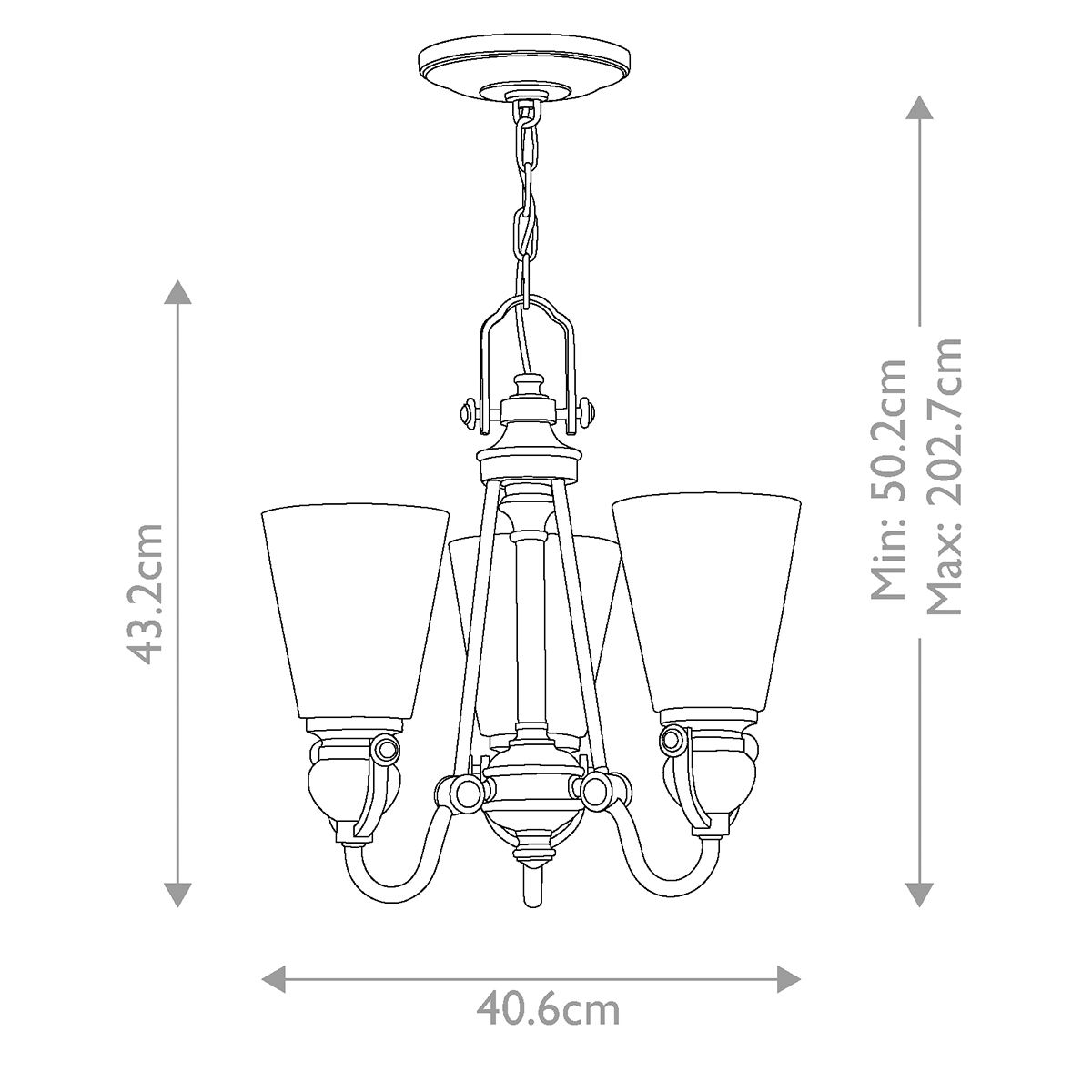 Mayflower 3 Light Chandelier Olde Bronze - HK-MAYFLOWER3