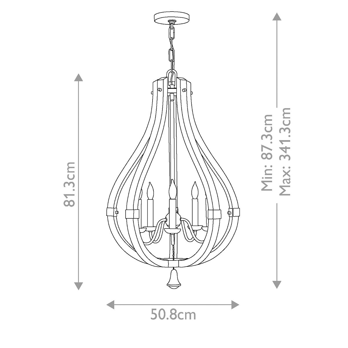 Middlefield 5 Light Chandelier Iron Rust - HK-MIDDLEFIELD5