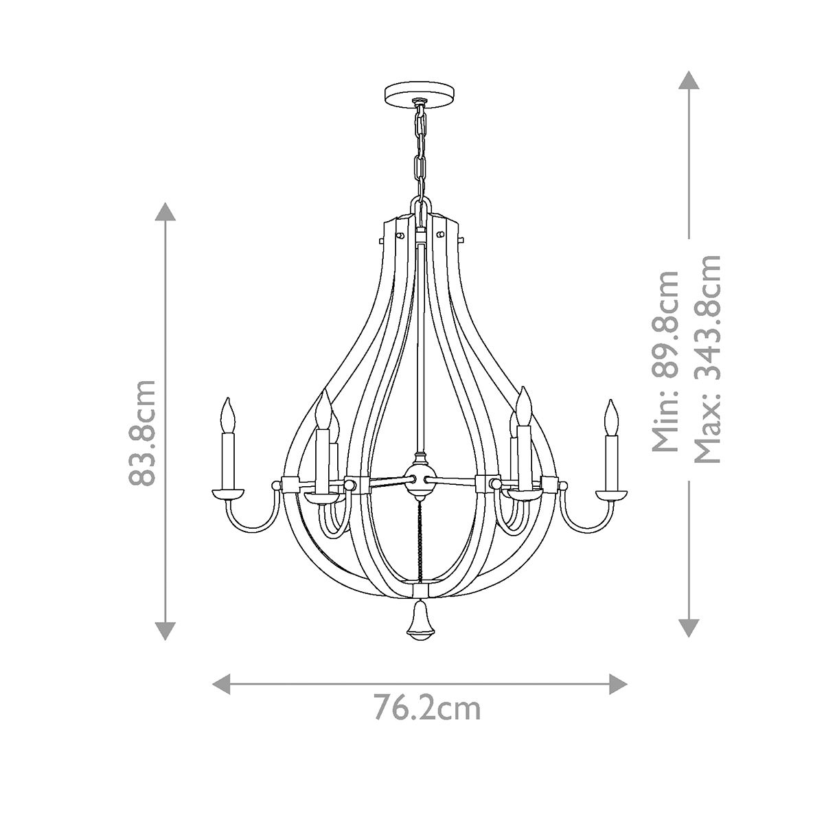 Middlefield 6 Light Chandelier Iron Rust - HK-MIDDLEFIELD6