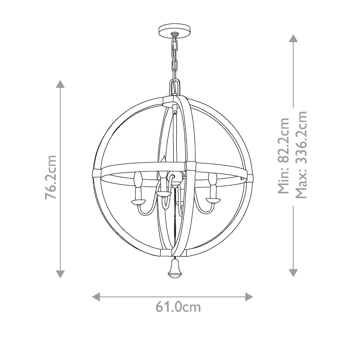 Middlefield 4 Light Chandelier Iron Rust - HK-MIDDLEFIELDP4