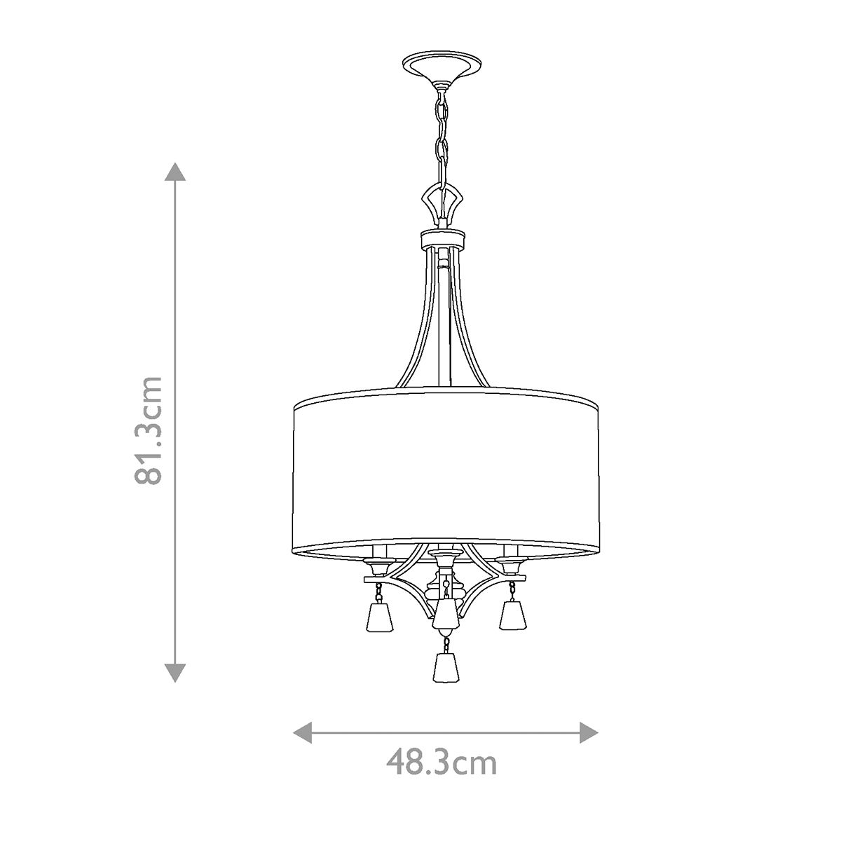 Mime 3 Light Pendant Chandelier Brushed Nickel - HK-MIME-3P