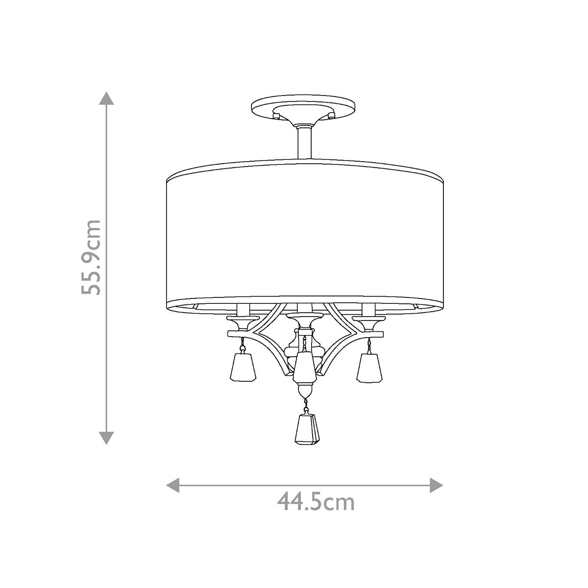 Mime 3 Light Semi-Flush Mount Light Brushed Nickel - HK-MIME-SF