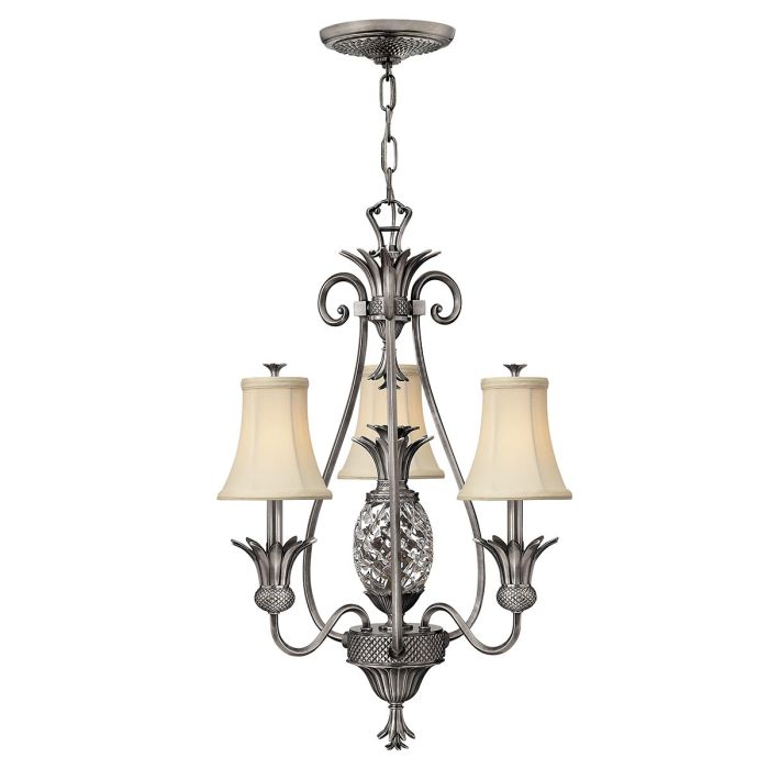 Plantation 3 Light Chandelier Polished Antique Nickel - HK-PLANT3-PL