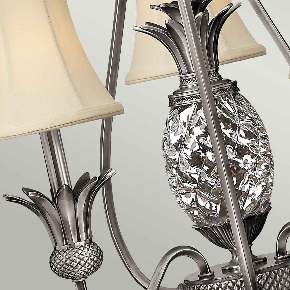 Plantation 3 Light Chandelier Polished Antique Nickel - HK-PLANT3-PL