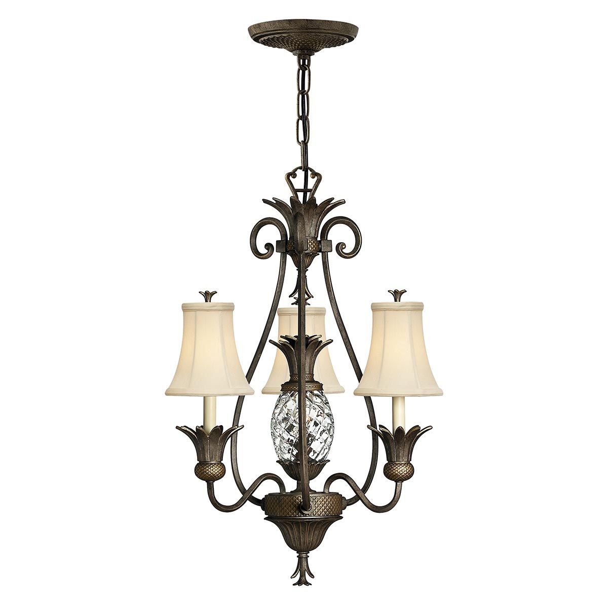 Plantation 3 Light Chandelier Pearl Bronze - HK-PLANT3-PZ