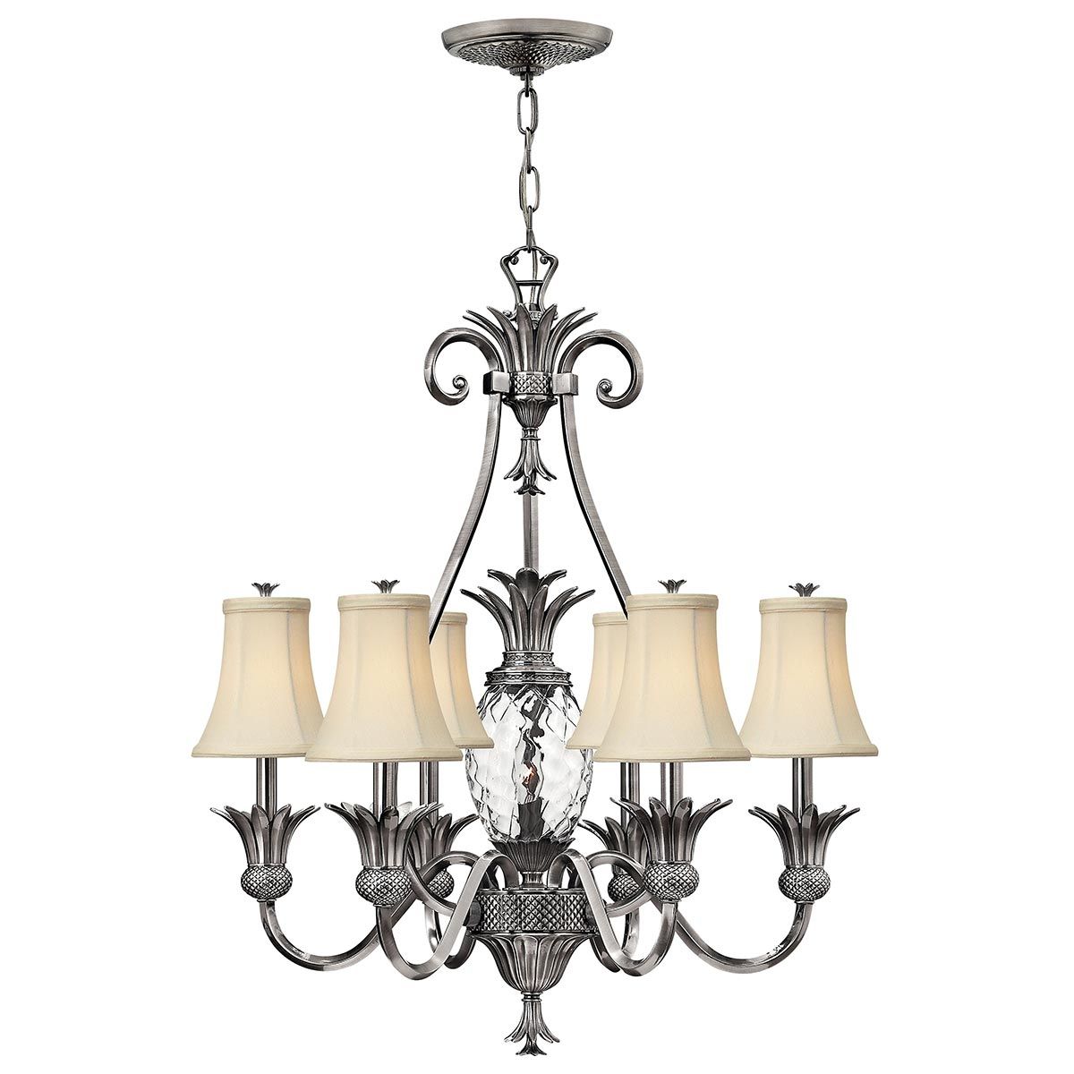 Plantation 7 Light Chandelier Polished Antique Nickel - HK-PLANT7-PL