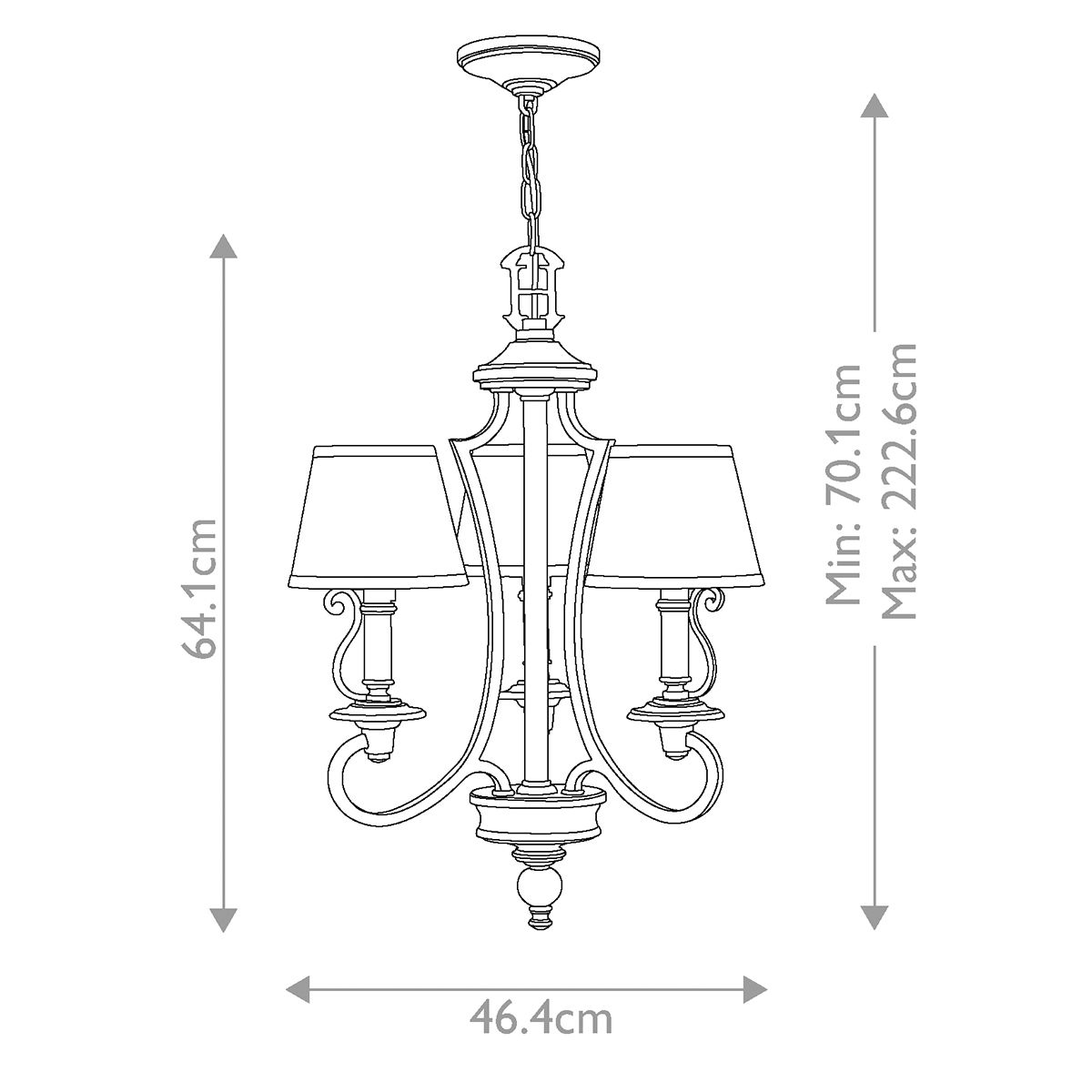 Plymouth 3 Light Chandelier Olde Bronze - HK-PLYMOUTH3