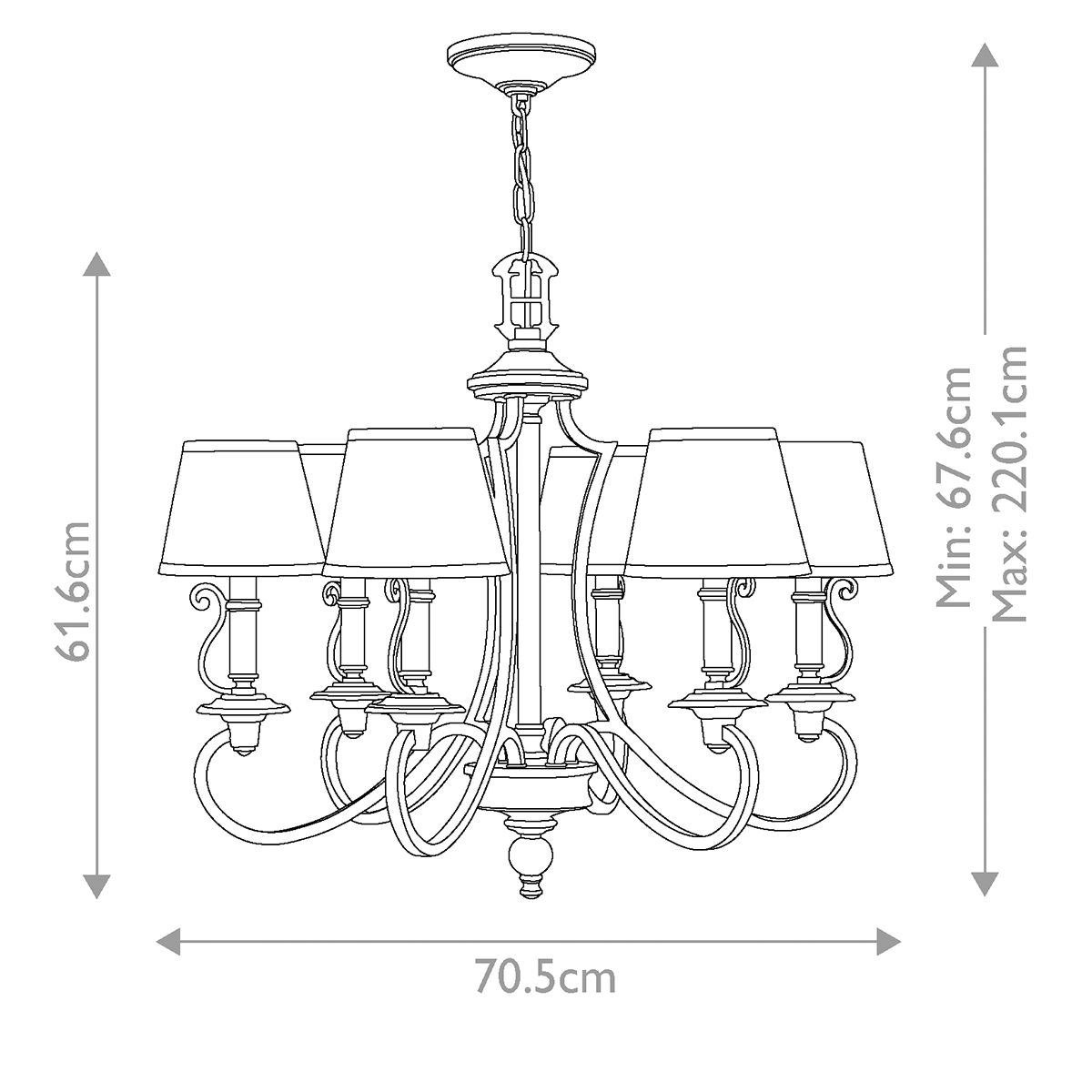 Plymouth 6 Light Chandelier Olde Bronze - HK-PLYMOUTH6