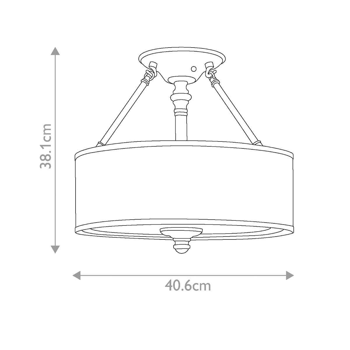 Sussex 3 Light Semi-Flush Mount Light Brushed Nickel - HK-SUSSEX-SF