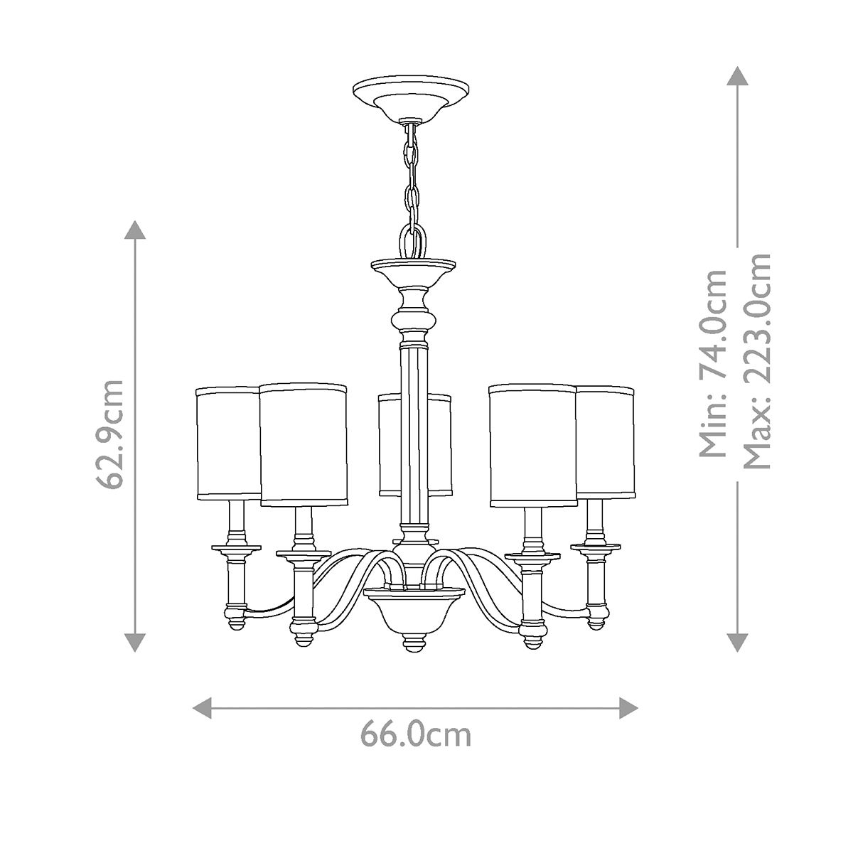 Sussex 5 Light Chandelier Brushed Nickel - HK-SUSSEX5