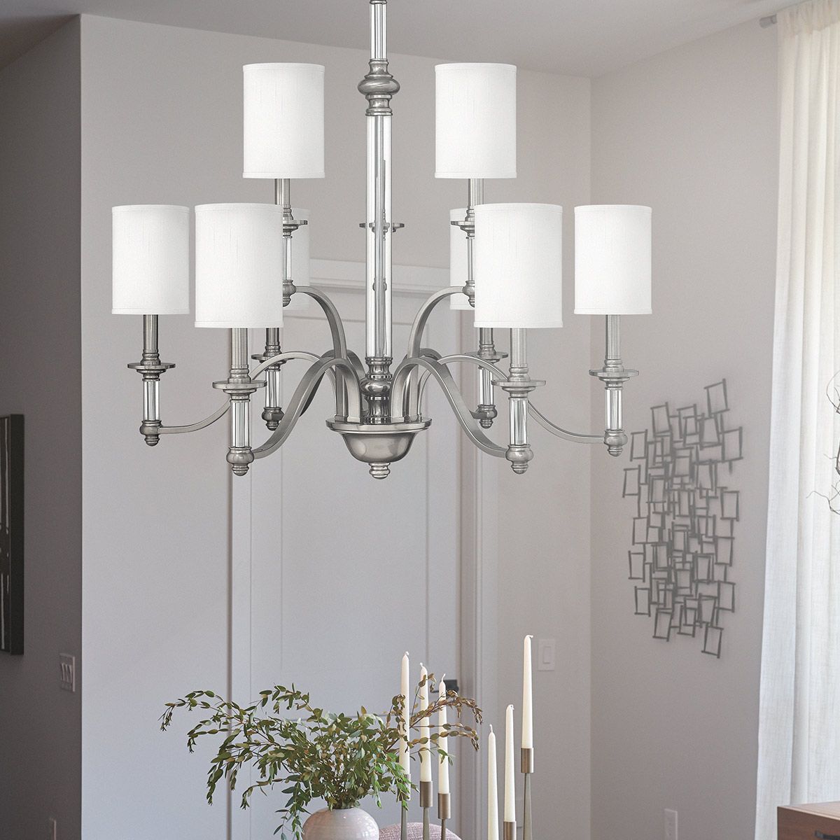 Sussex 9 Light Chandelier Brushed Nickel - HK-SUSSEX9