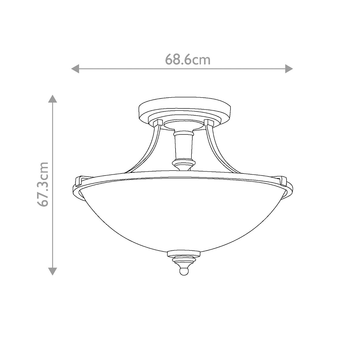 Truman 3 Light Semi-Flush Mount Light Antique Nickel - HK-TRUMAN-SF