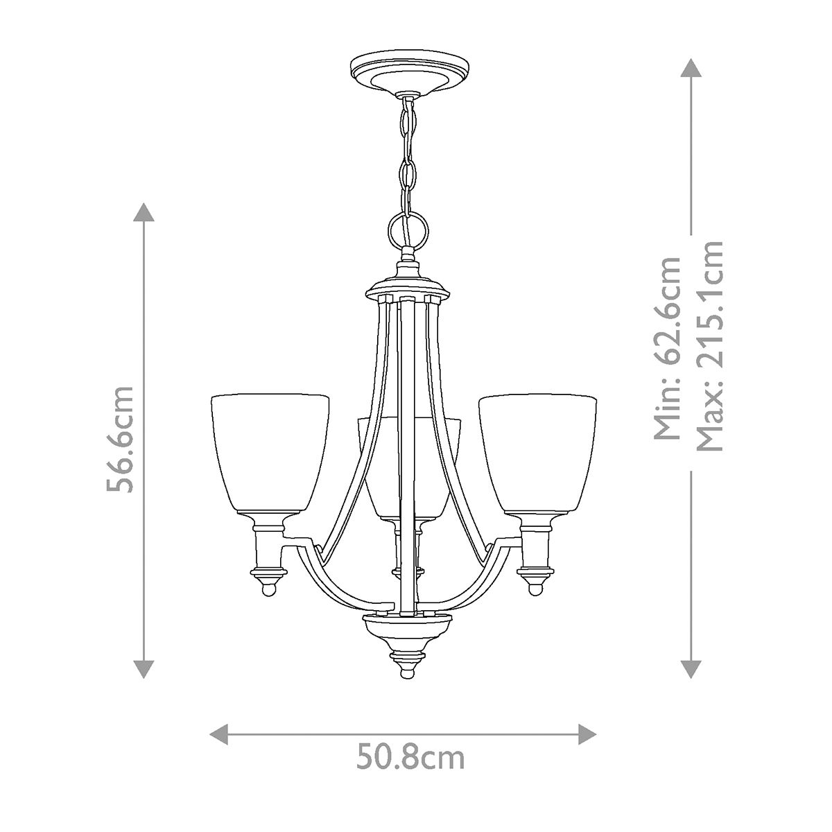 Truman 3 Light Chandelier Antique Nickel - HK-TRUMAN3