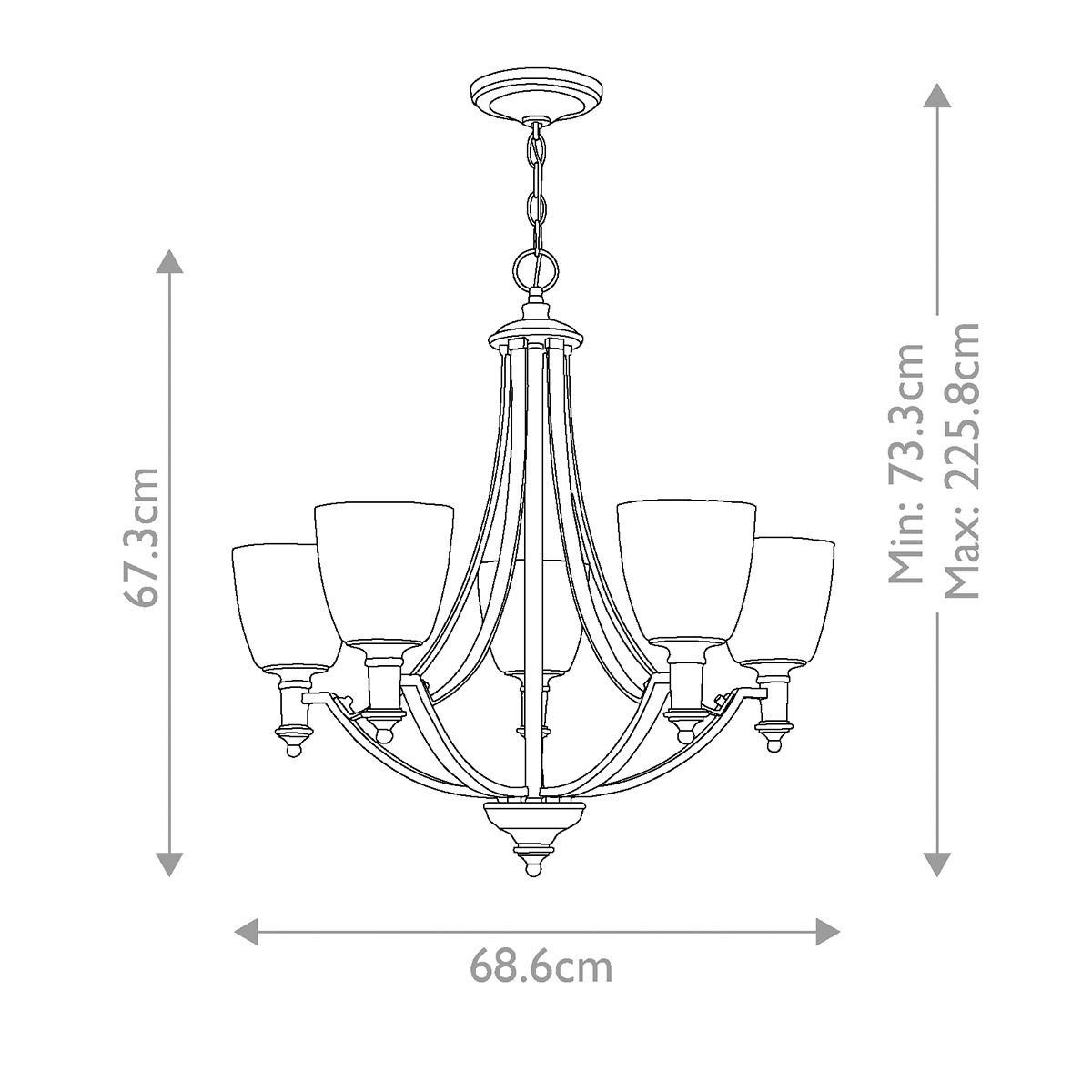 Truman 5 Light Chandelier Antique Nickel - HK-TRUMAN5