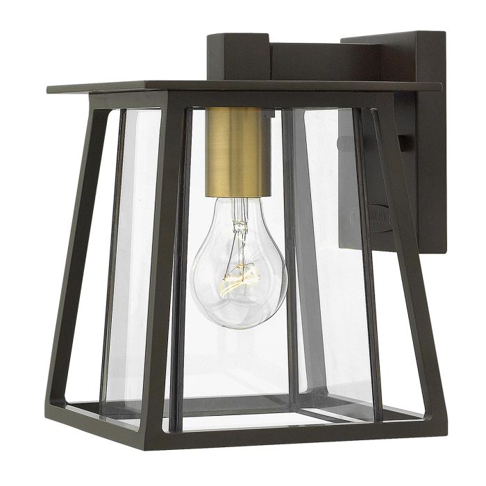 Walker Light Small Wall Lantern Buckeye Bronze with Heritage Brass - HK-WALKER2-S