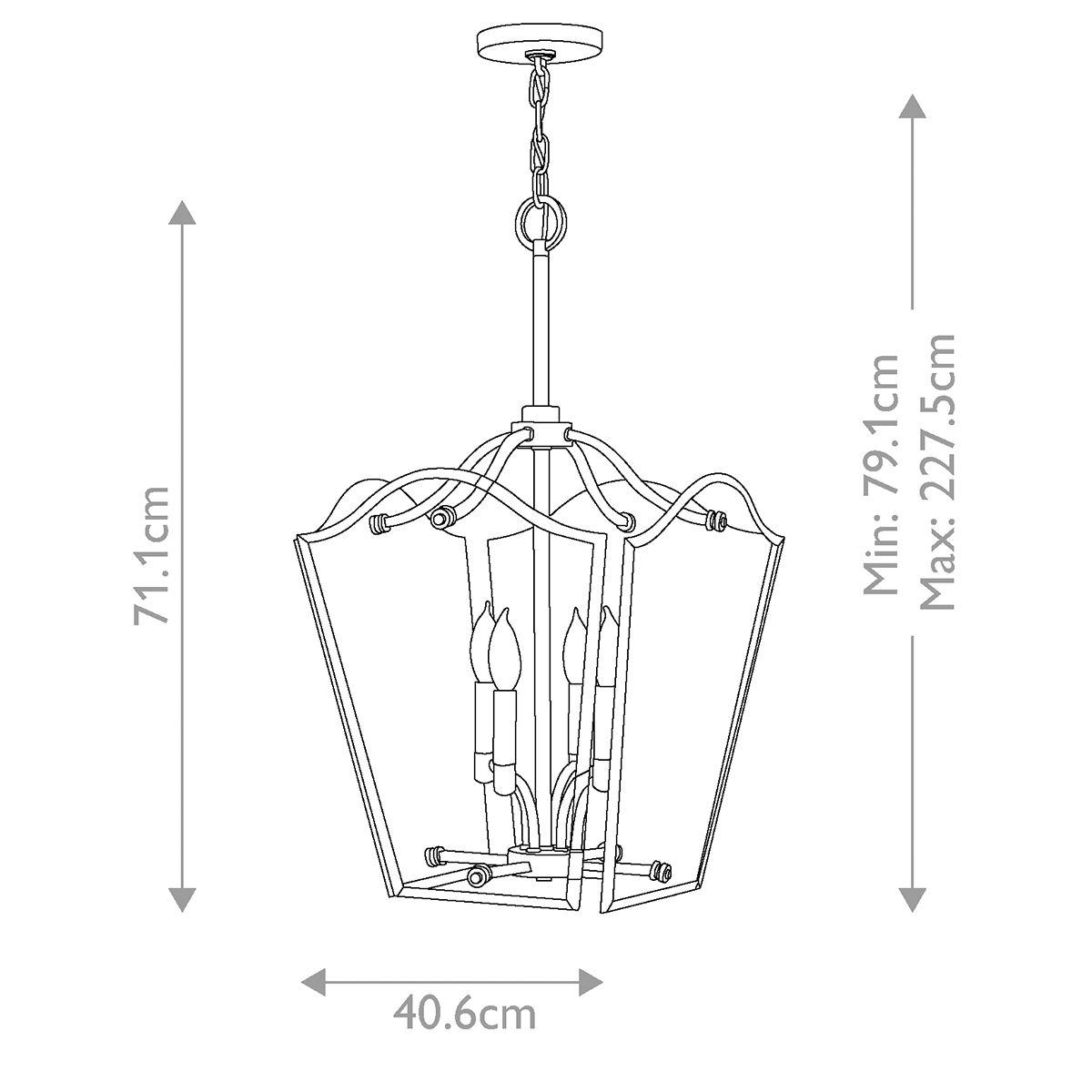 Wingate 4 Light Medium Pendant Polished Antique Nickel - HK-WINGATE-P-M