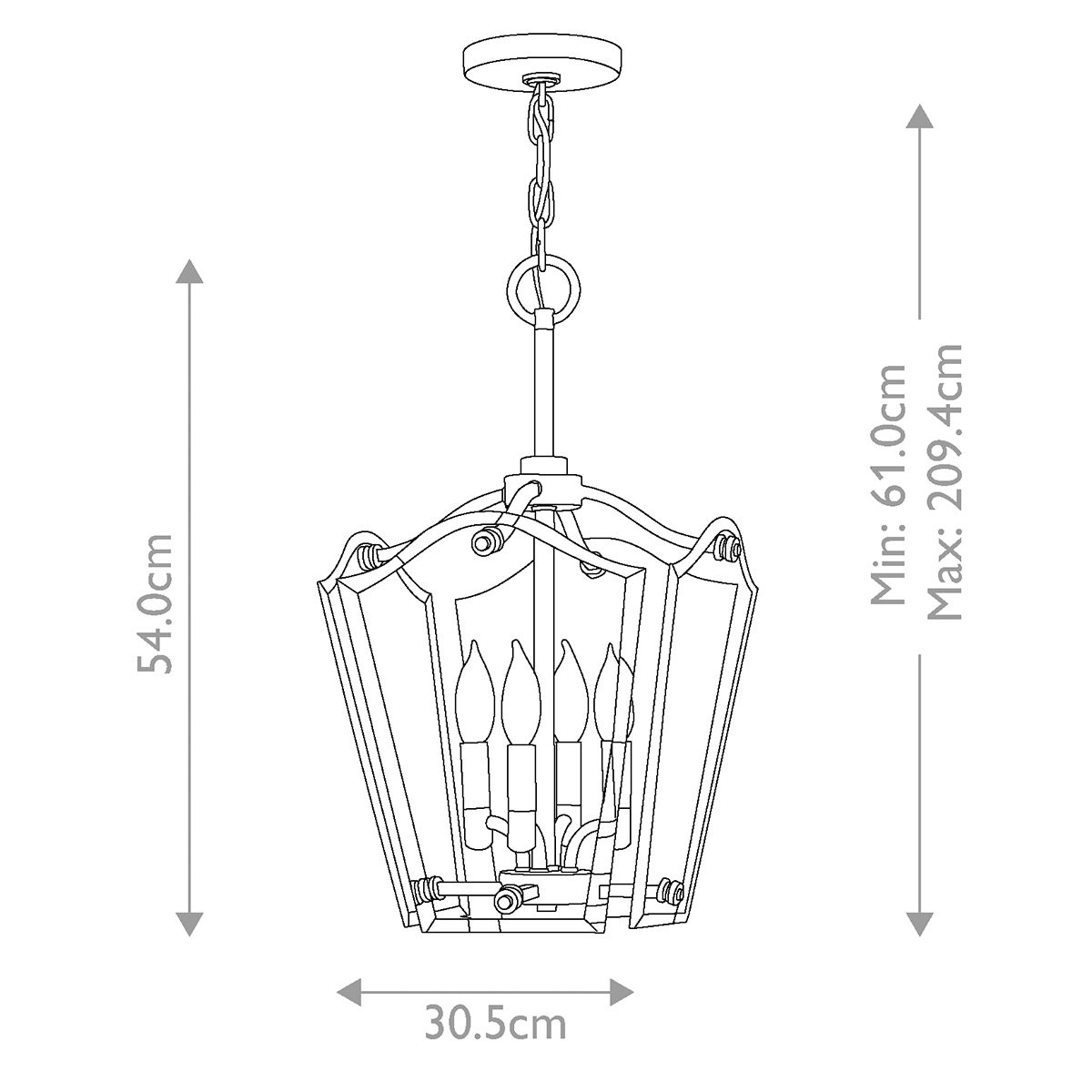 Wingate 4 Light Small Pendant Polished Antique Nickel - HK-WINGATE-P-S