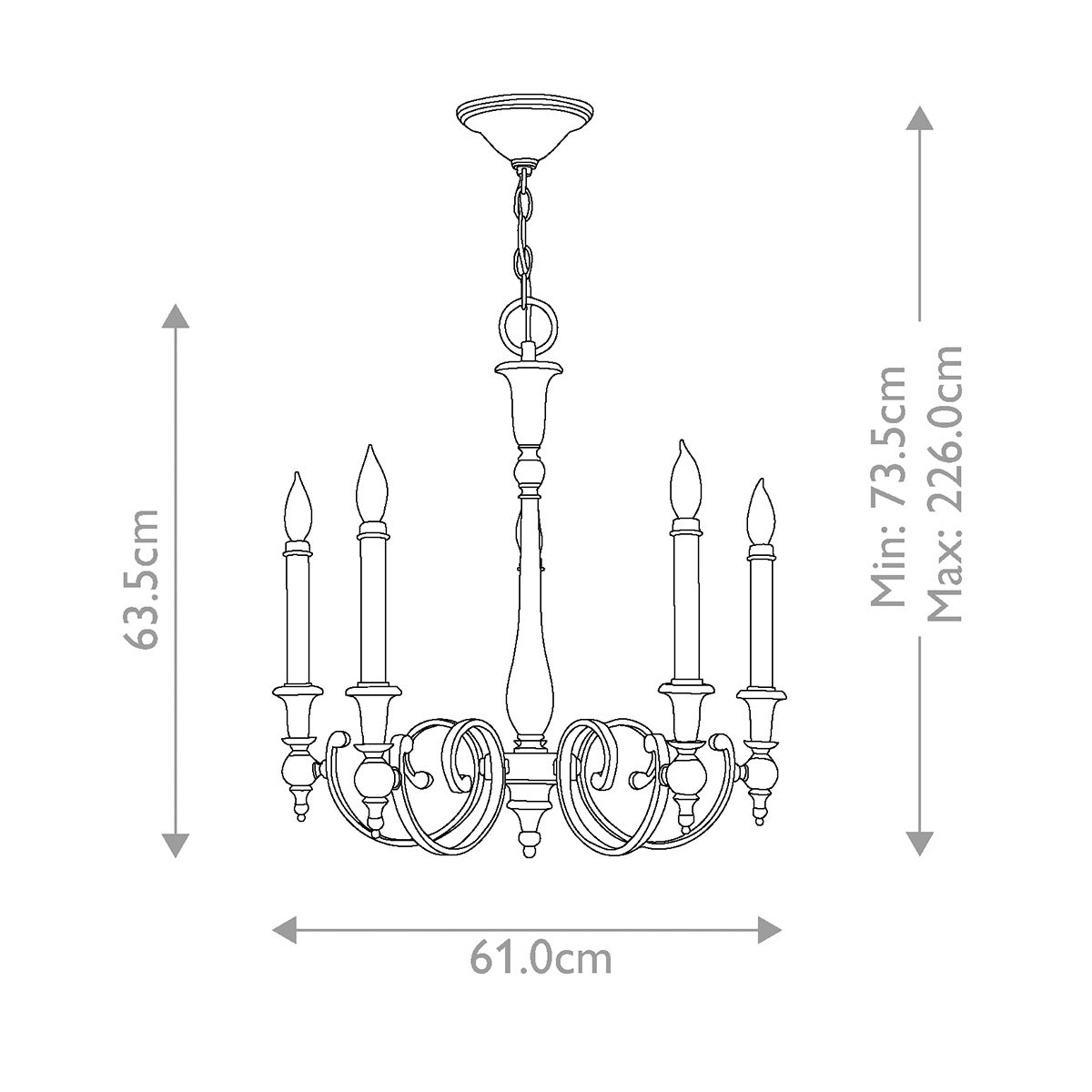 Yorktown 5 Light Chandelier Antique Nickel - HK-YORKTOWN5