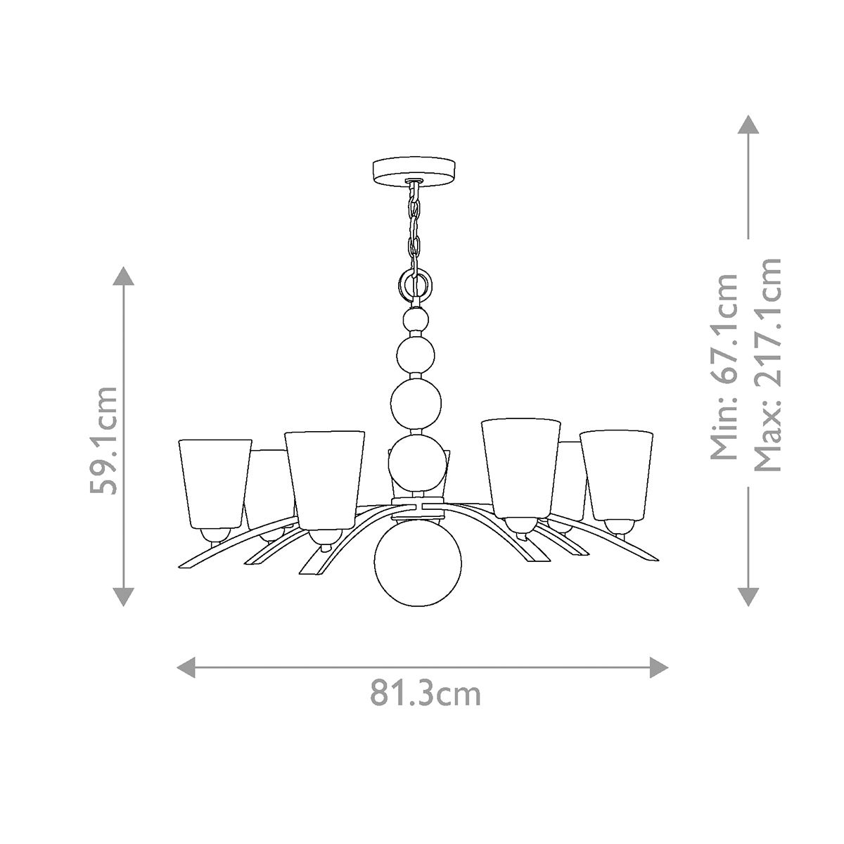 Zelda 7 Light Chandelier Polished Nickel - HK-ZELDA7-PN