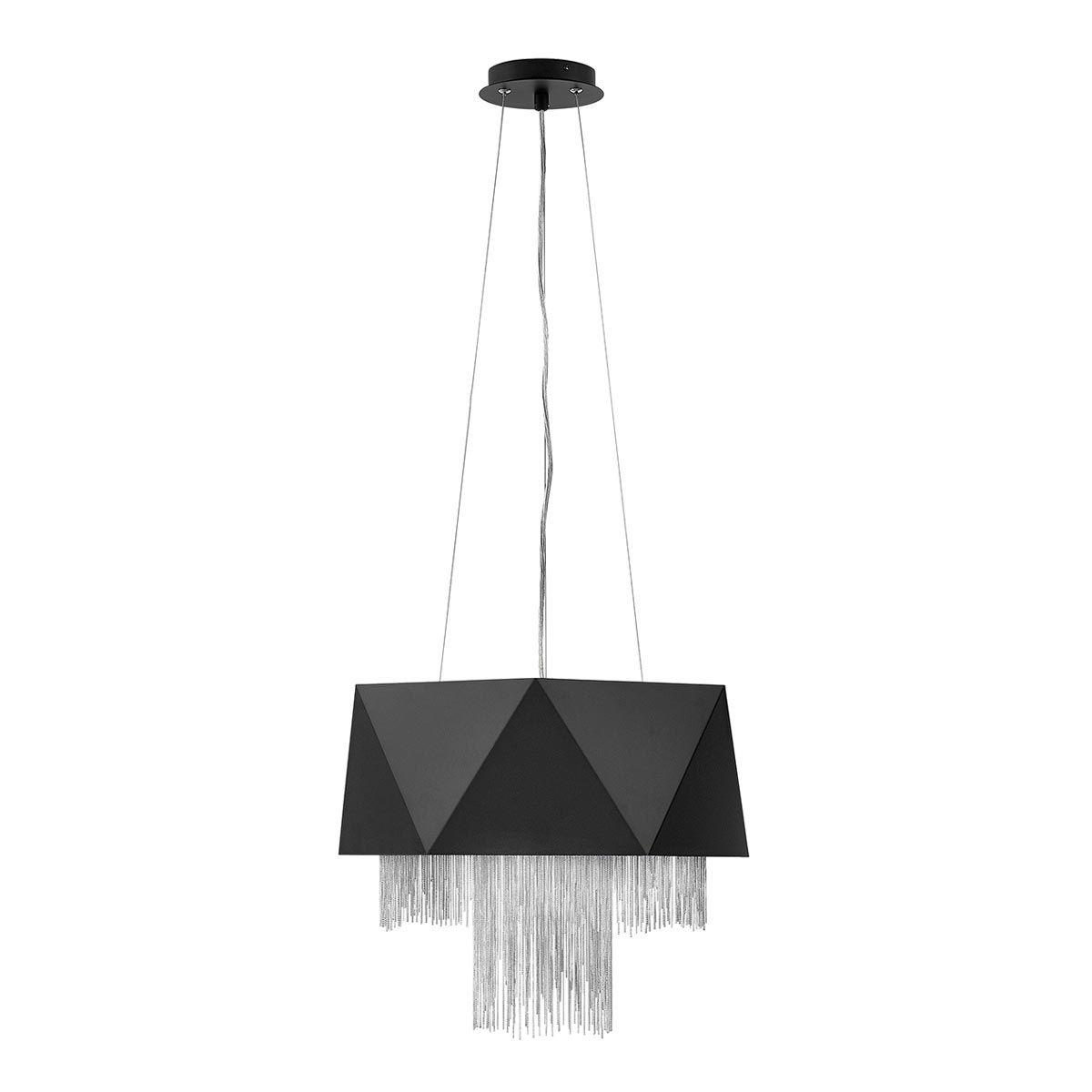 Zuma 6 Light Pendant Satin Black & Silver - HK-ZUMA6-SBS