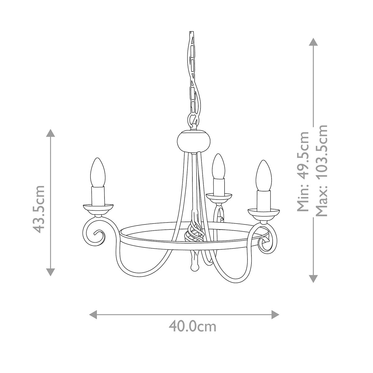 Harlech 3 Light Chandelier Black - HR3A-BLACK