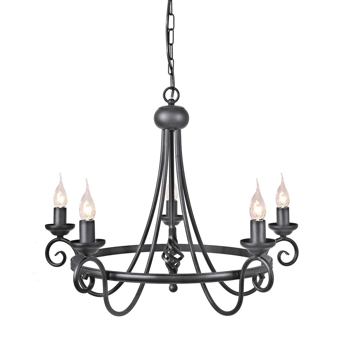 Harlech 5 Light Chandelier Black - HR5-BLACK