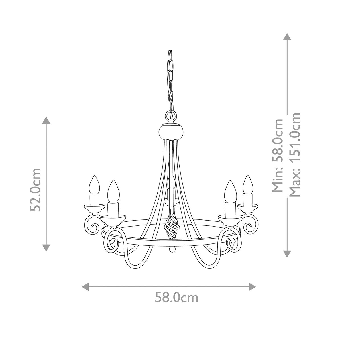 Harlech 5 Light Chandelier Black - HR5-BLACK