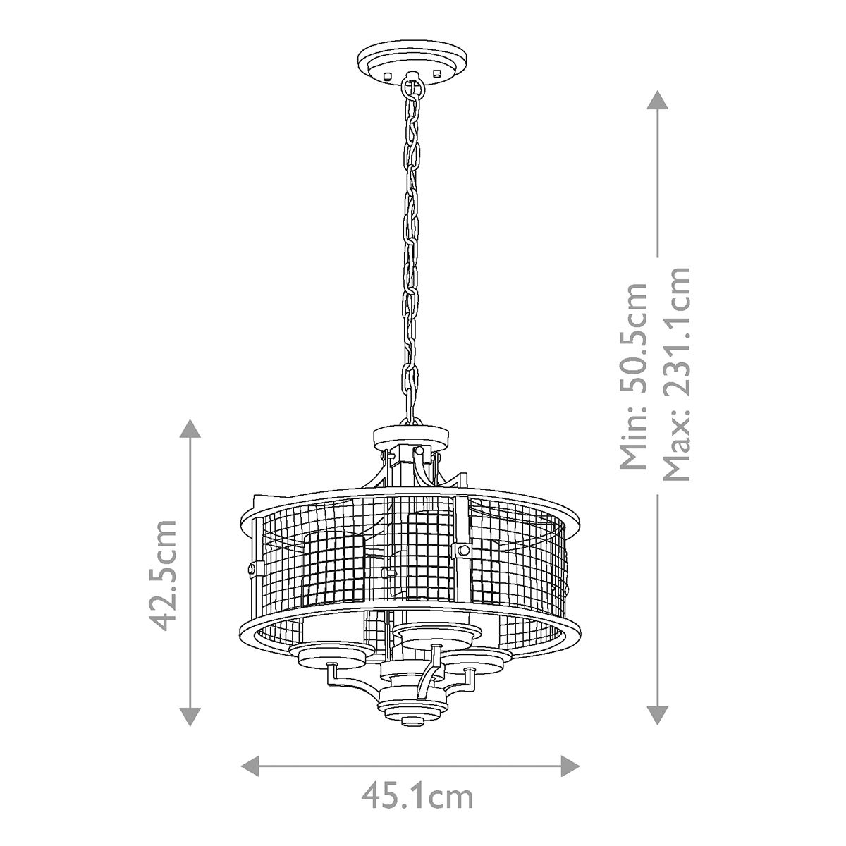 Ahrendale 3 Light Duo Mount Chandelier Anvil Iron - KL-AHRENDALE3