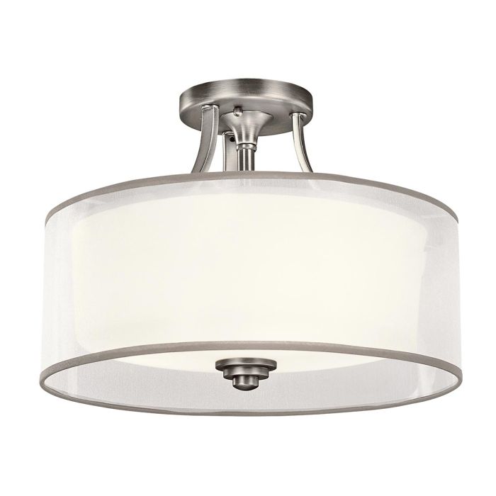 Lacey 3 Light Small Semi Flush Mount Light Antique Pewter - KL-LACEY-SF-AP