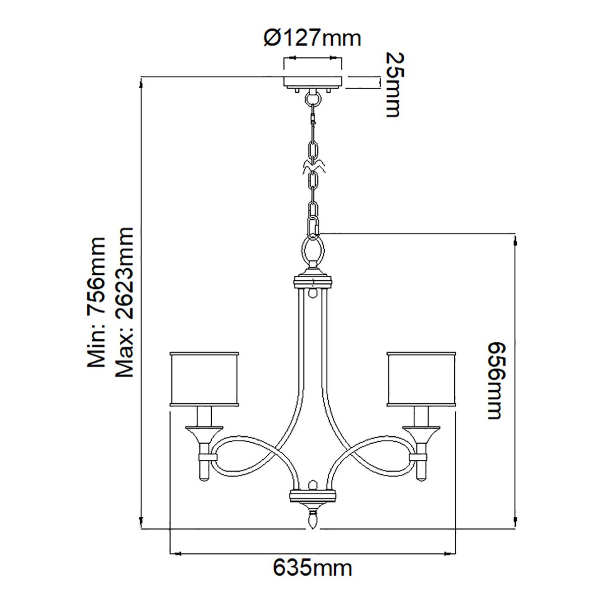 Lacey 5 Light Chandelier Antique Pewter - KL-LACEY5-AP