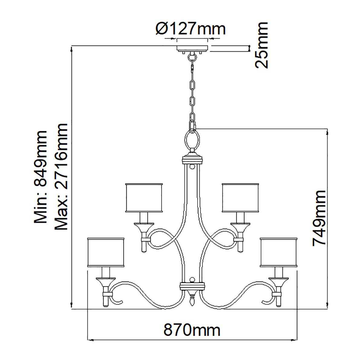 Lacey 9 Light Chandelier Mission Bronze - KL-LACEY9-MB