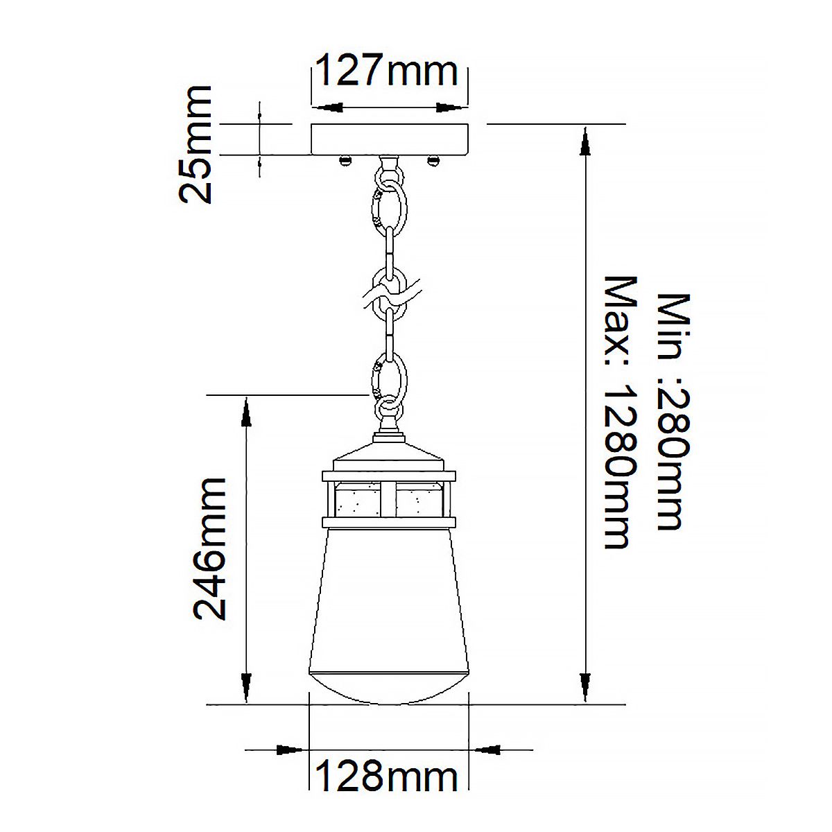 Lyndon Small Chain Lantern Architectural Bronze - KL-LYNDON8-S-AZ