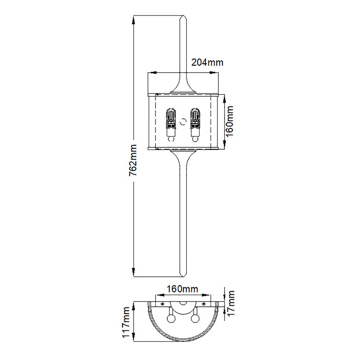 Mona 2 Light Large Wall Light Natural Brass - KL-MONA-L-NBR