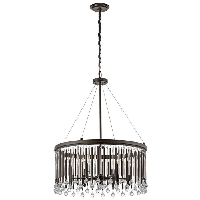 Piper 6 Light Pendant Espresso & Chrome - KL-PIPER-6P