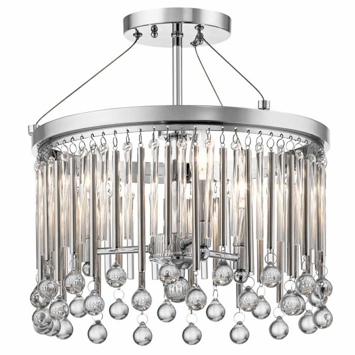 Piper 3 Light Semi Flush Mount Light Polished Chrome - KL-PIPER-SF