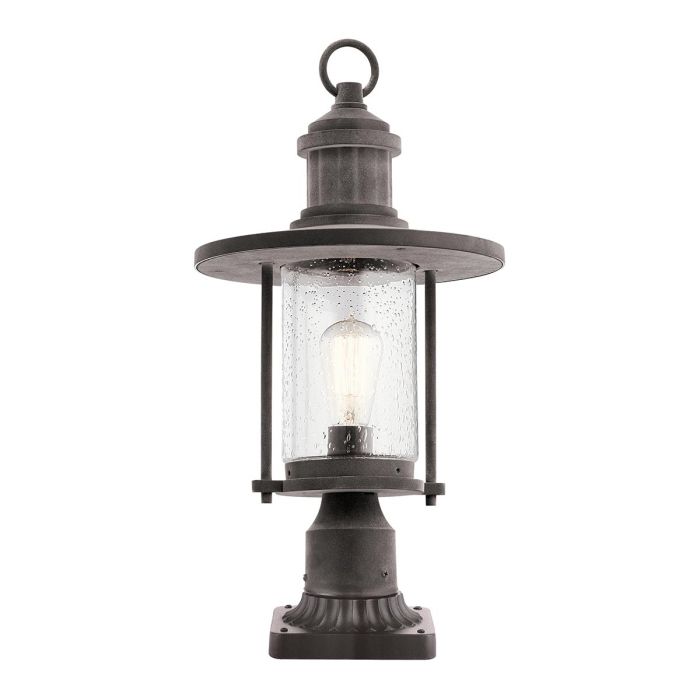 Riverwood Pedestal Lantern Weathered Zinc - KL-RIVERWOOD3-M