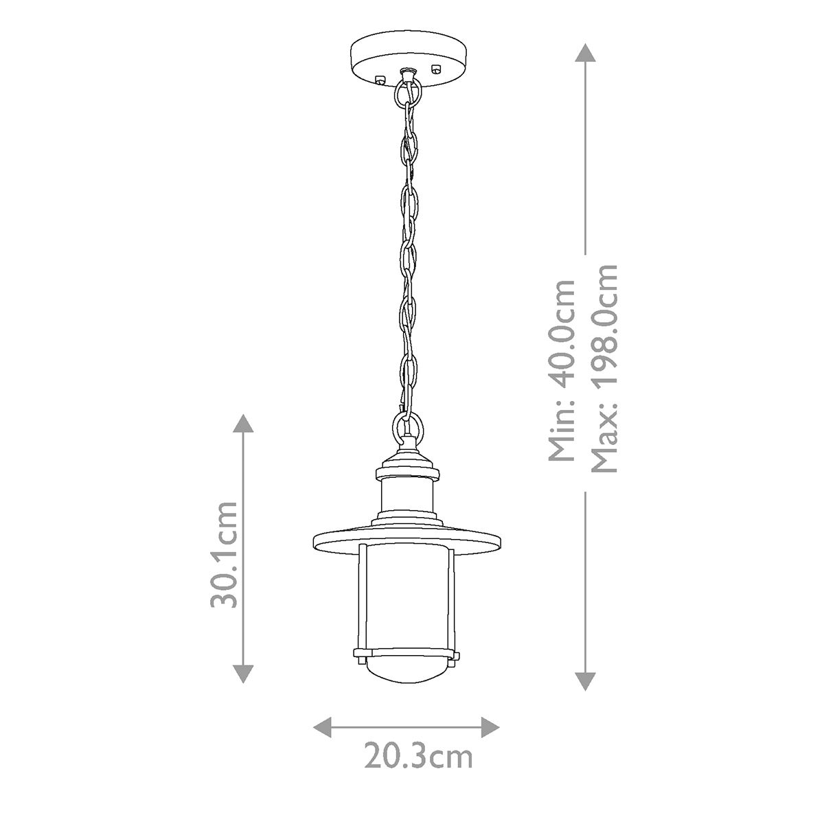 Riverwood Chain Lantern Weathered Zinc - KL-RIVERWOOD8-M