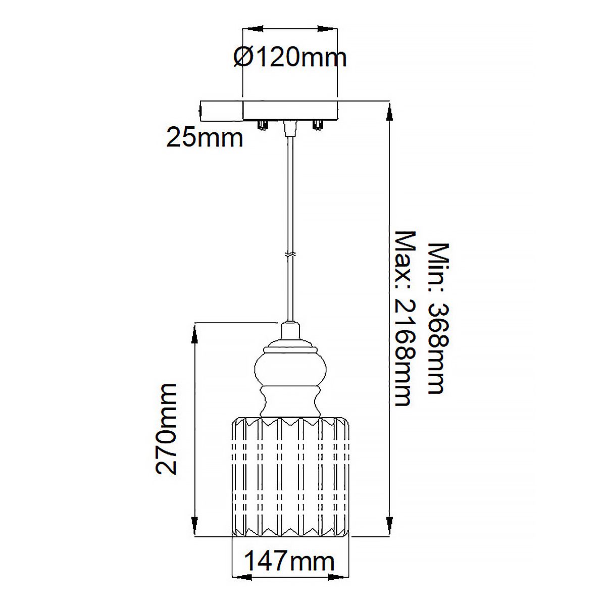 Riviera 147mm Light Pendant Brushed Nickel - KL-RIVIERA-P-B