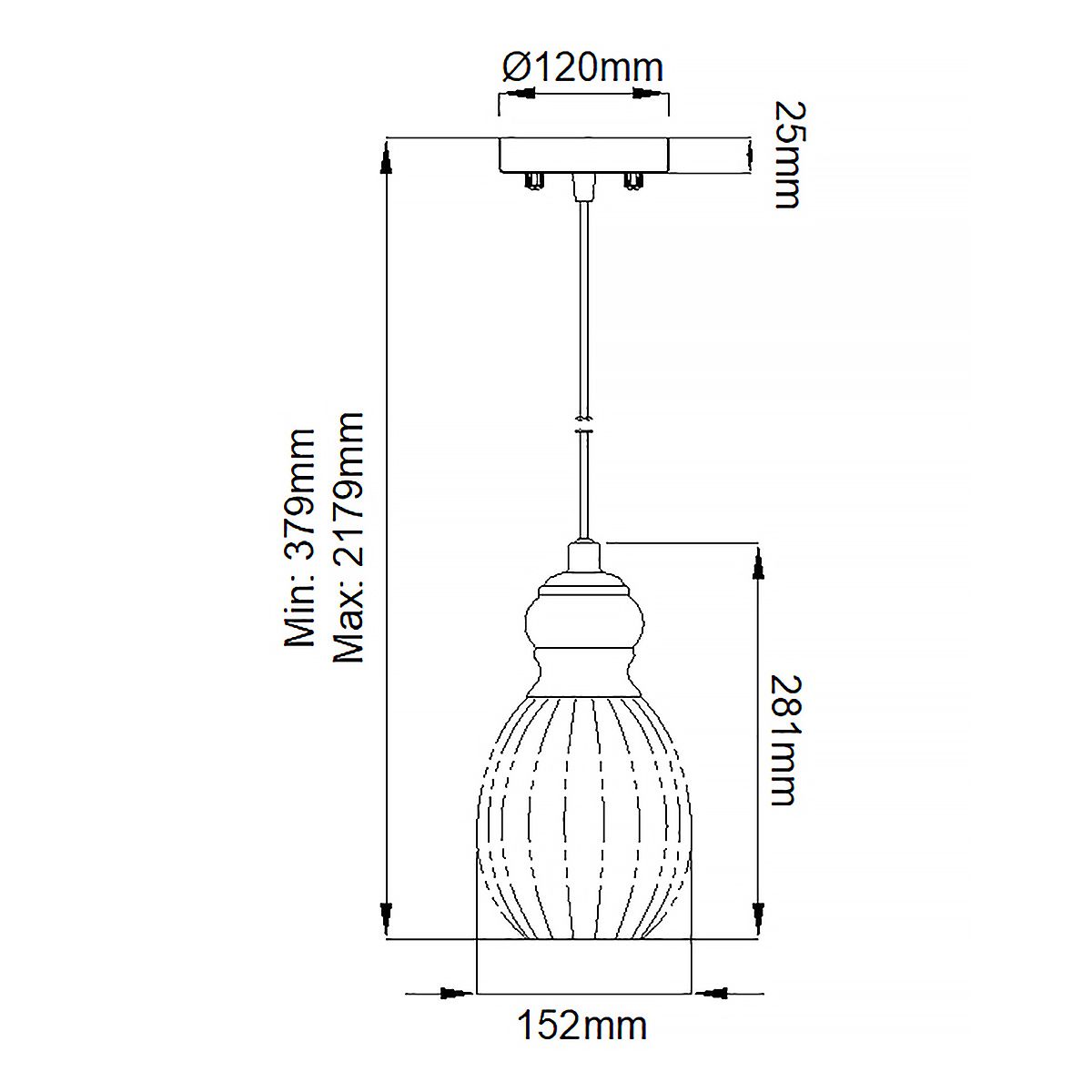 Riviera 152mm Light Pendant Brushed Nickel - KL-RIVIERA-P-C
