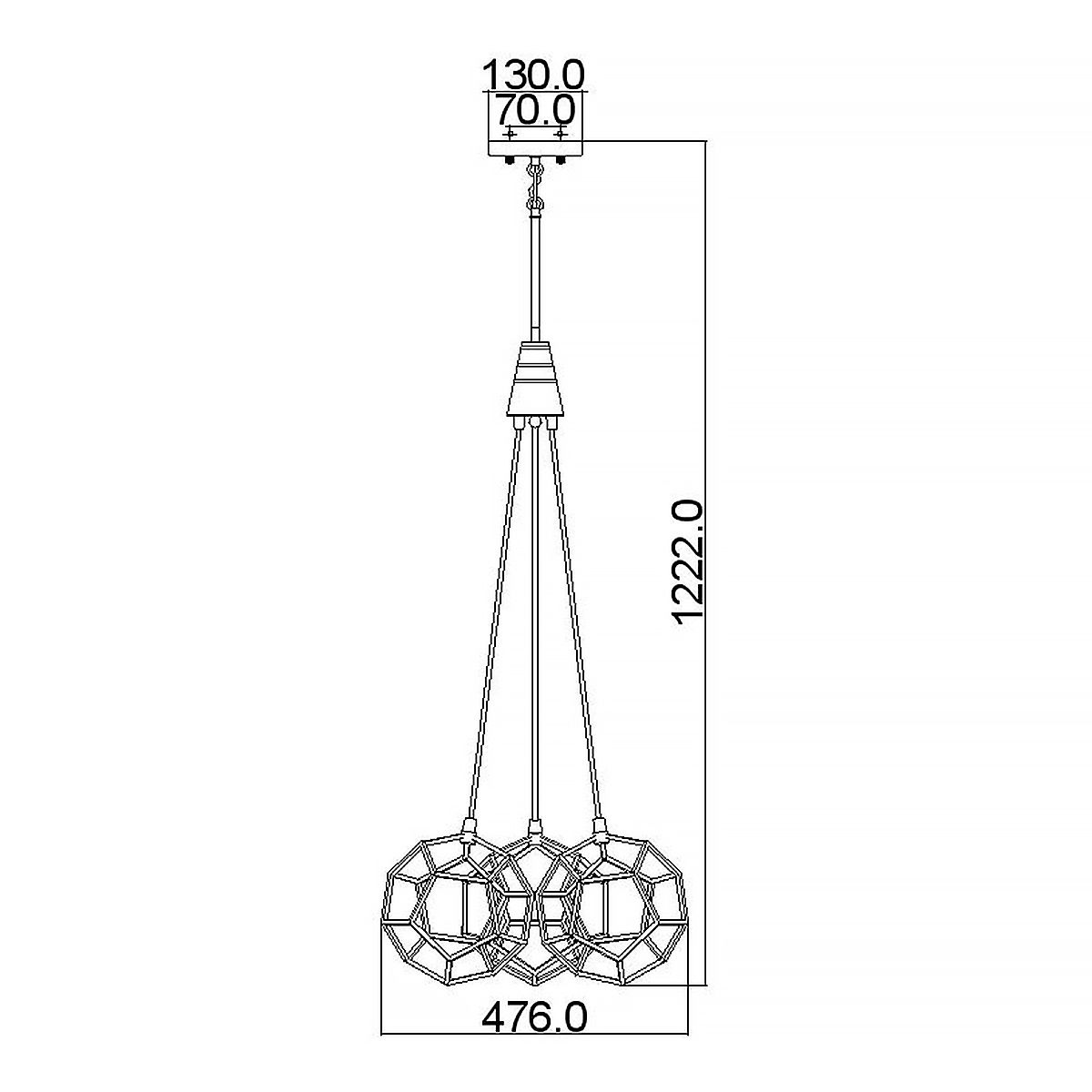 Rocklyn 3 Light Chandelier Raw Steel - KL-ROCKLYN3-RS