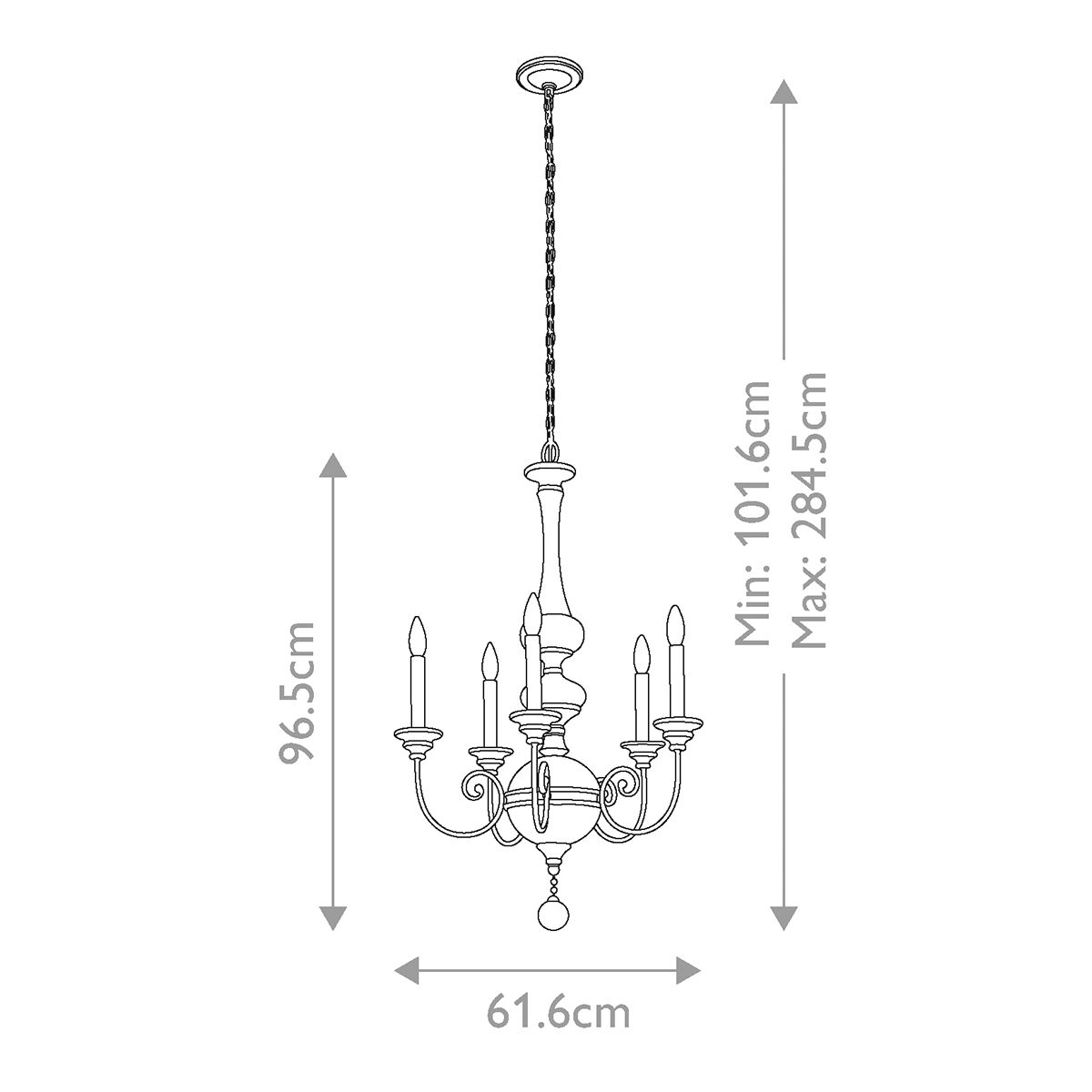 Rosalie 5 Light Chandelier Sterling Gold - KL-ROSALIE-5B