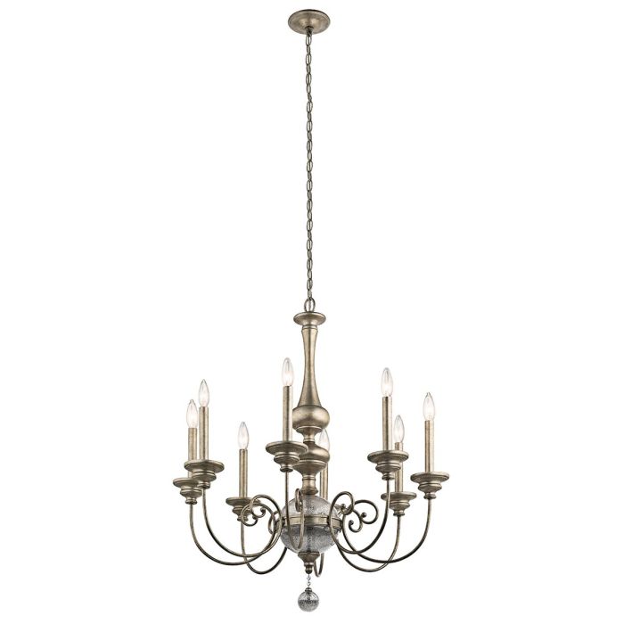 Rosalie 8 Light Chandelier Sterling Gold - KL-ROSALIE8