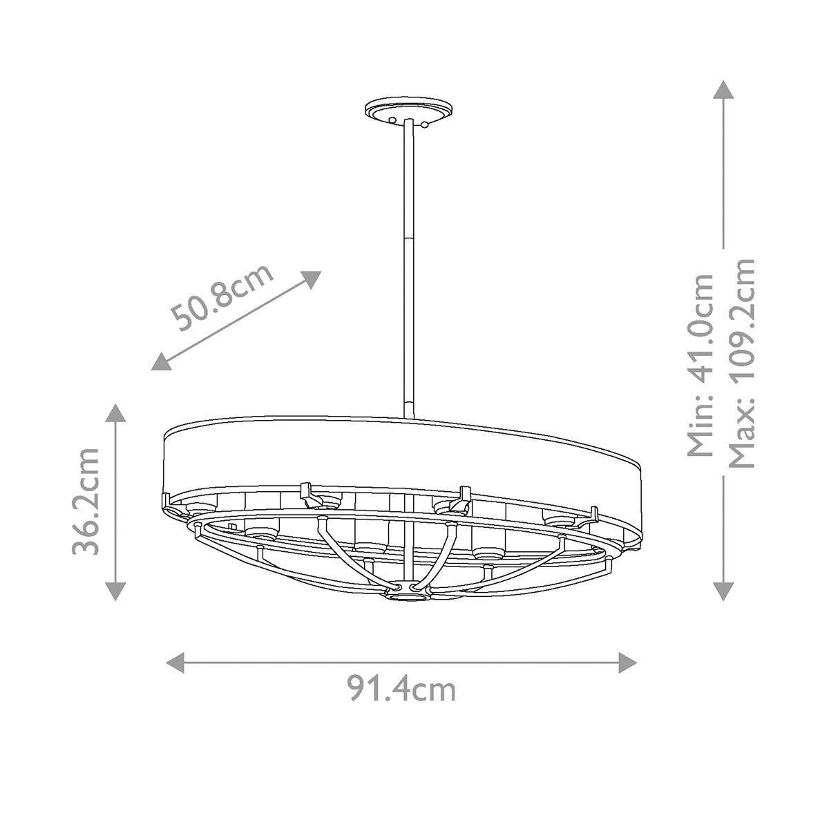 Saldana LED 8 Light Chandelier 3W 3000K Classic Pewter - KL-SALDANA8