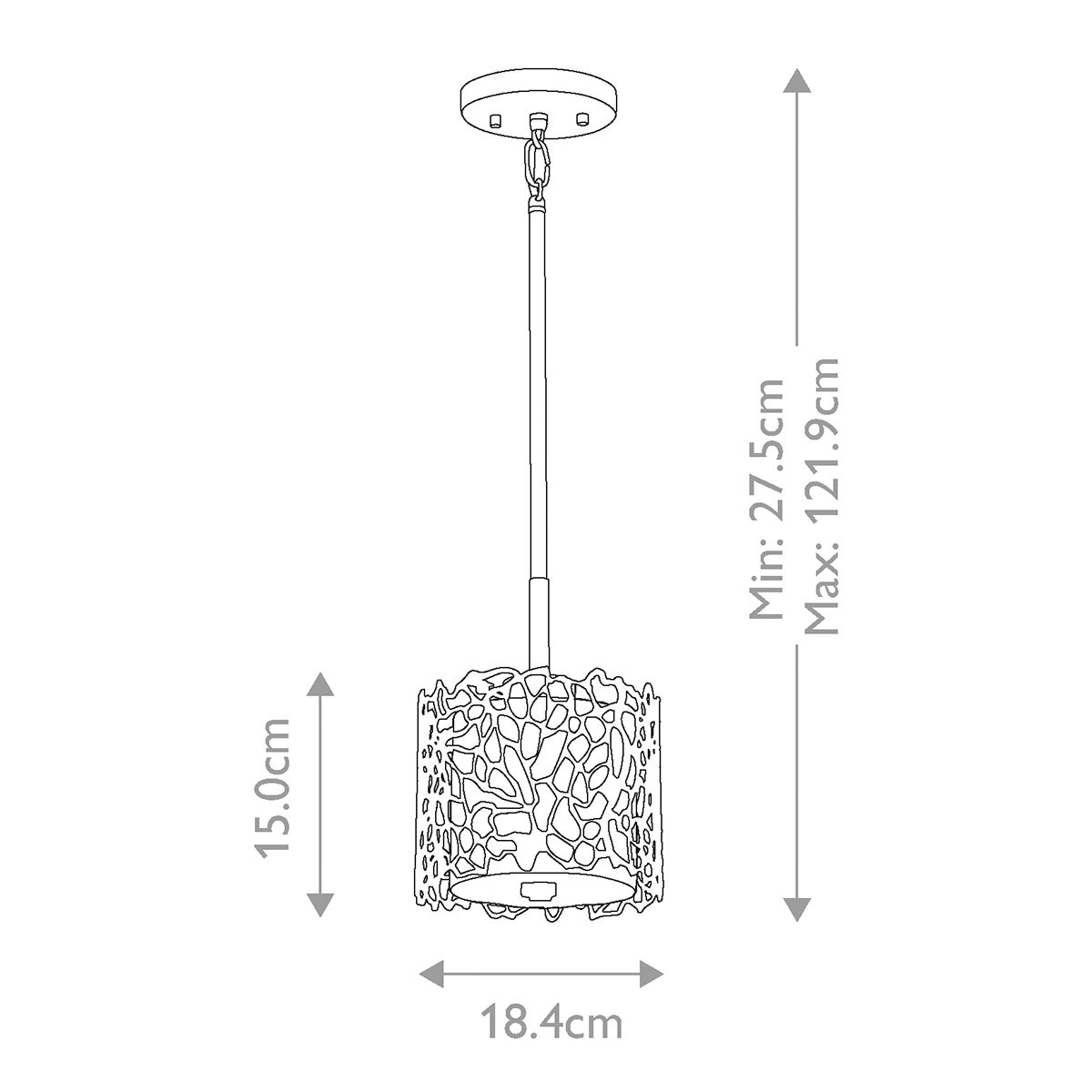 Silver Coral Mini Pendant Classic Pewter - KL-SILVER-CORAL-MP