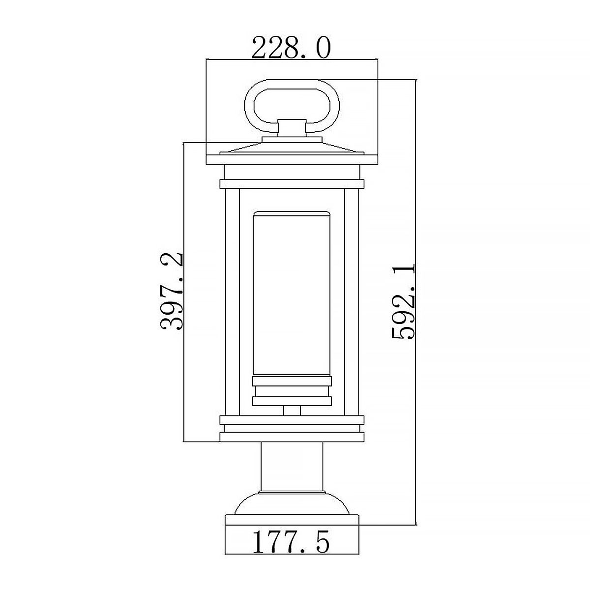 South Hope Large Pedestal Light Rubbed Bronze - KL-SOUTH-HOPE3-L