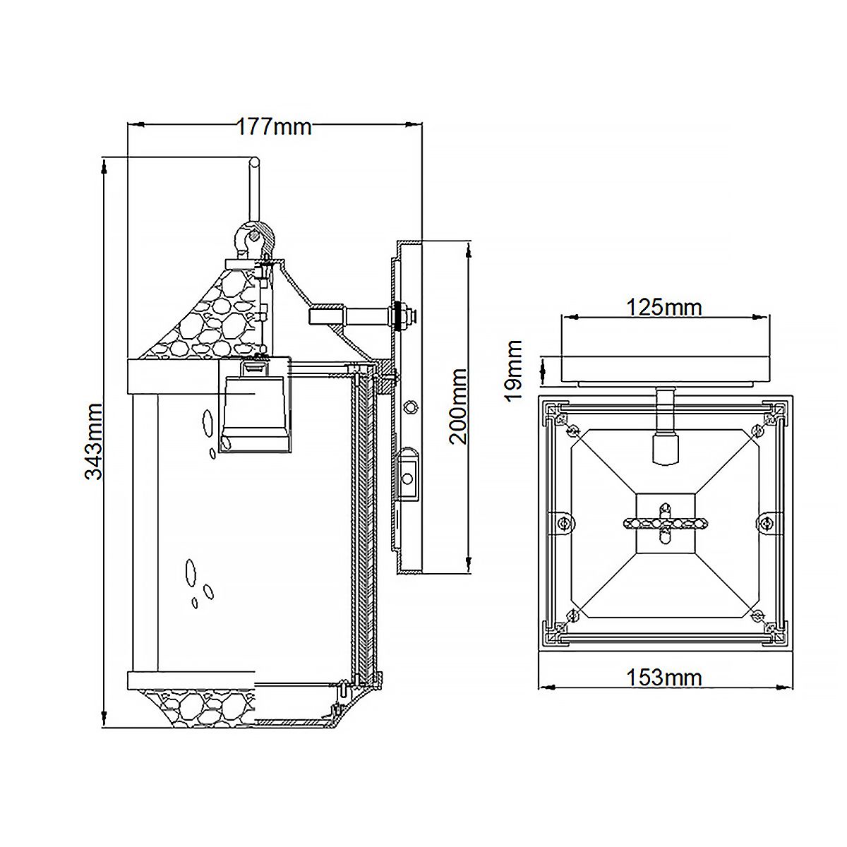 Springfield Small Wall Lantern Distressed Black - KL-SPRINGFIELD-S